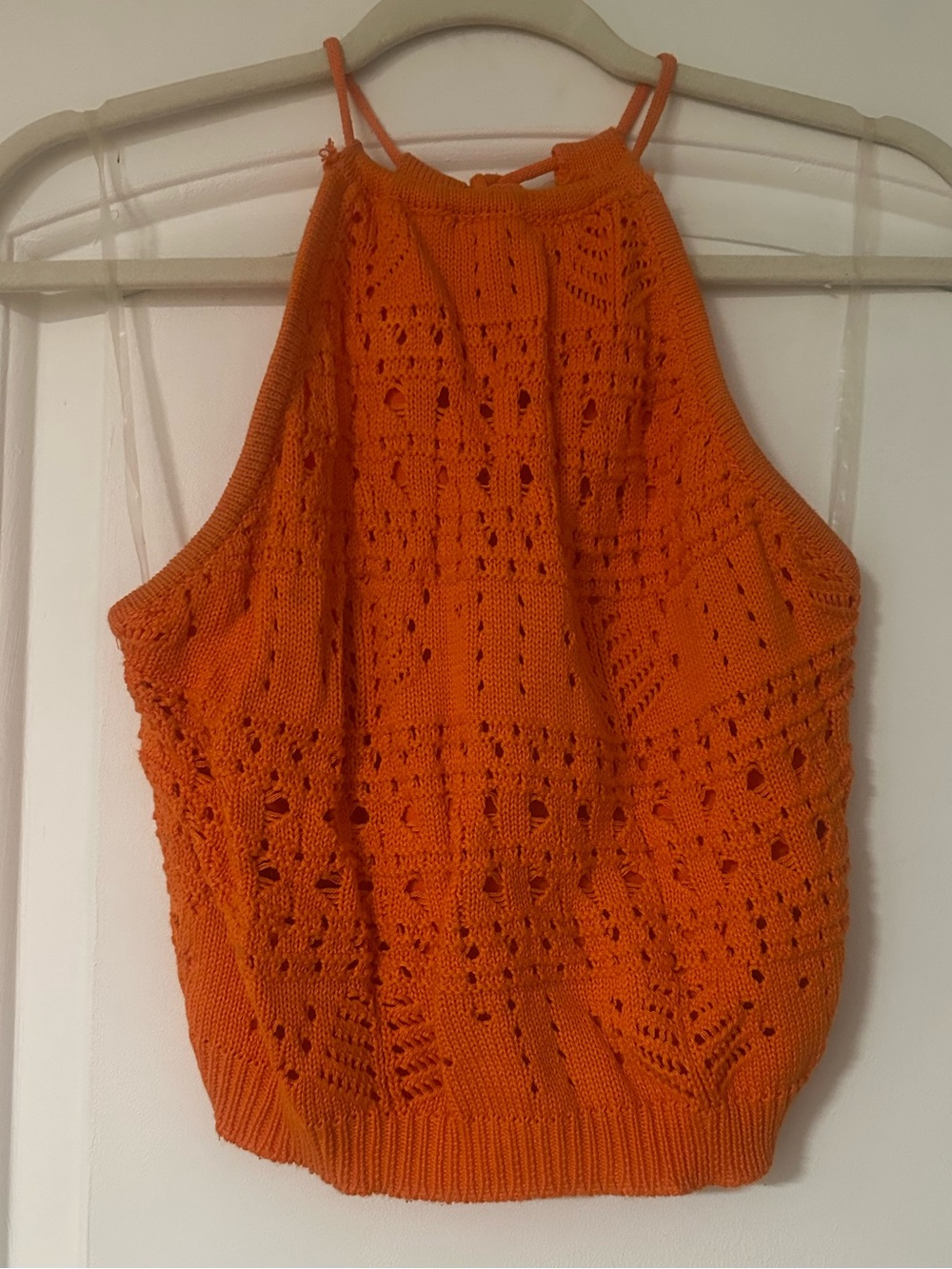 Say What? Orange Crochet Knit Halter Tank